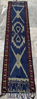 Vintage Hand Woven Indonesian Ikat Cloth West Samba Ikat Textile 1x6ft Free Ship
