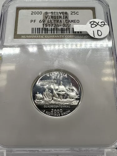 2000 S Silver 25c Virginia NGC PR 69 Ultra Cameo Quarter  (Bx2-10)