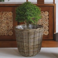 Natur Rattan Pflanzkorb Borkum Kubu Grey Ca.35Cm Pflanztopf ÜBertopf Korb