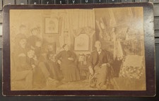 1890's Cabinet Card "Dad Mom-5 adult kids in their living room-many items