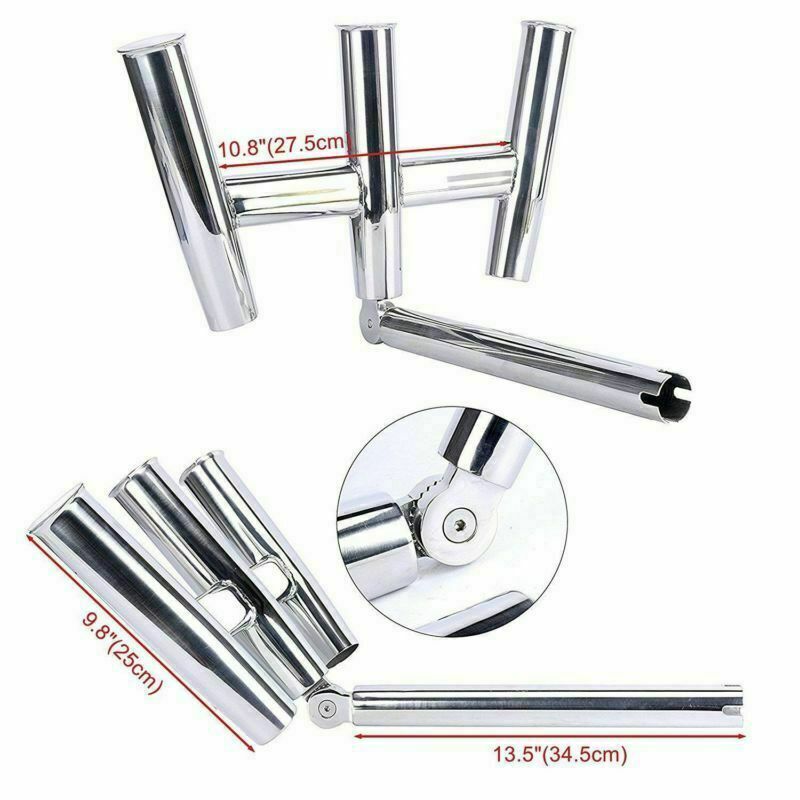 Stainless Steel Kite Fishing Gunnel Mount Trident Triple Outrigger Rod