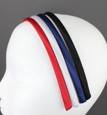 pack of 4 thin skinny satin headband hair band 3/8 wide Red White Blue Black