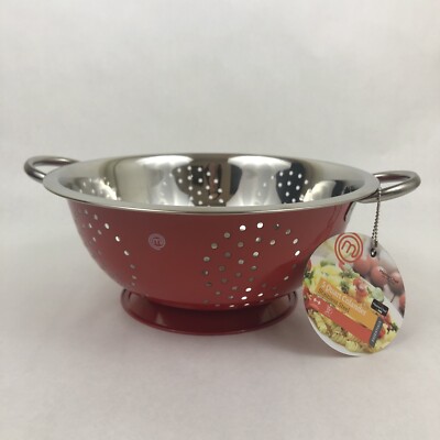 Master Chef TV Series 5 Quart 11  Red Colander Stainless Steel Essentials