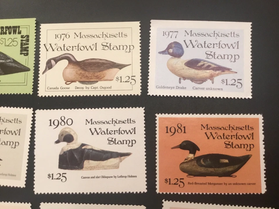 ICOLLECTZONE US 1974-85 Massachusetts #1-12 CV $180 XF NH - Image 3 of 4