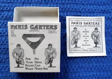 orig. 1908 Vintage PARIS GARTERS Empty BOX with **Rare Insert** A. Stein & Co.
