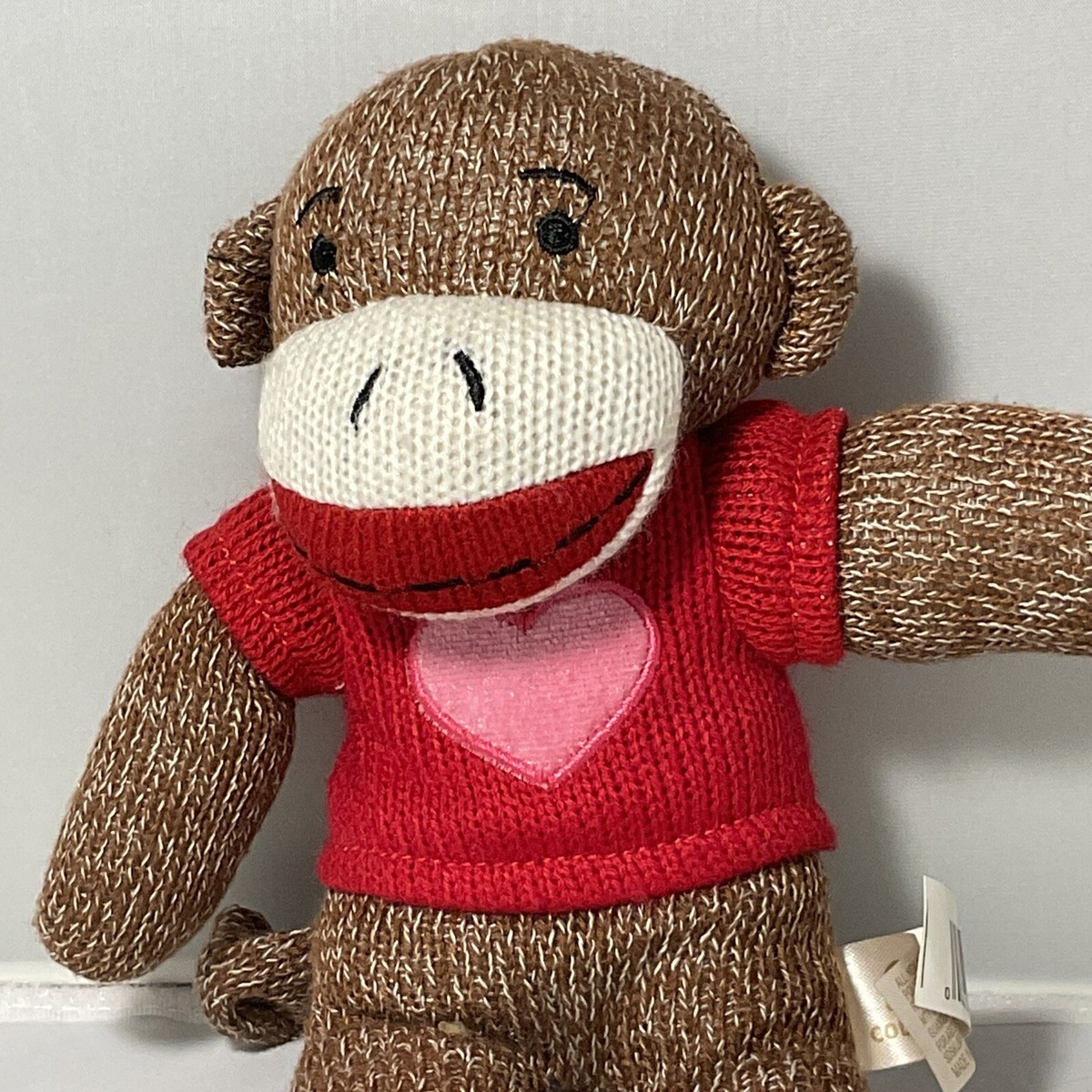 Dan Dee Valentine Sock Monkey In Heart Sweater Knit Stuffed Animal