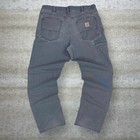 Vintage Carhartt Carpenter Pants 36x32 Grey Canvas Relaxed Fit Dungarees 90s