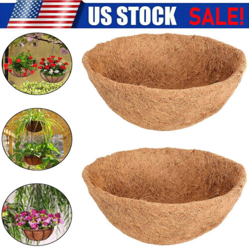 2Pc 10" Coco Liners Planter Flower Coconut Fiber Plant Basket Liner for Garden