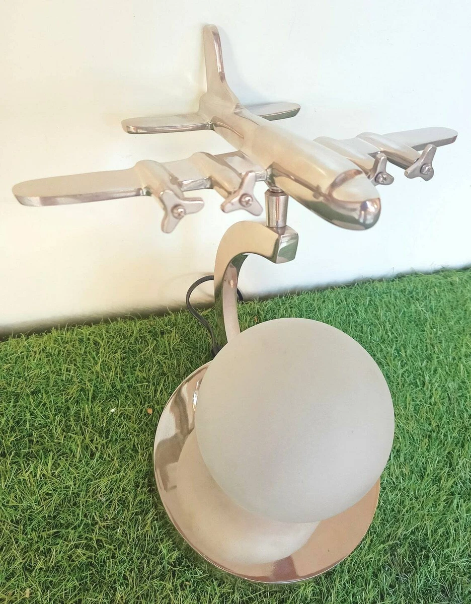 Vintage Glass Ball Globe Aviation Airplane Table Lamp Lighting
