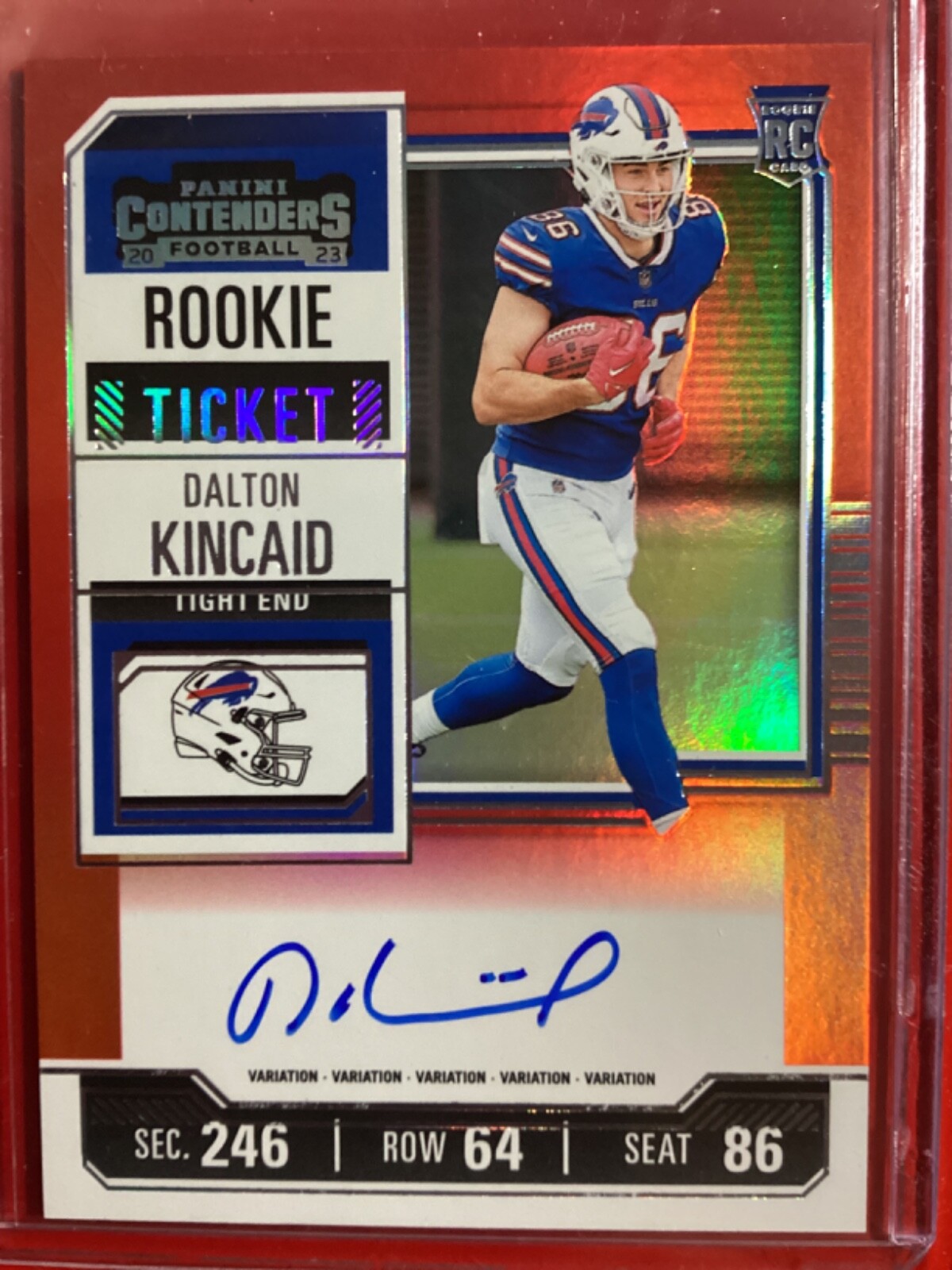 DALTON KINCAID  2023 Panini Contenders ROOKIE TICKET AUTO RED ZONE FOTL #107 RC
