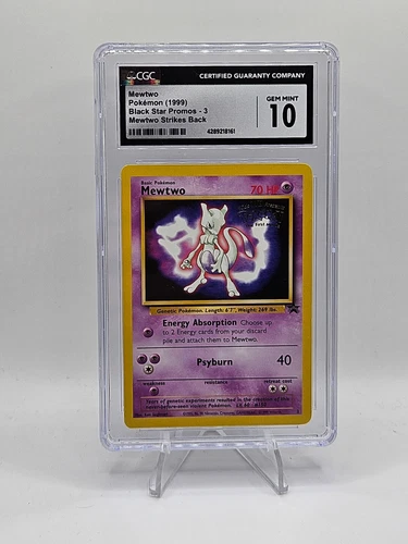 CGC 10 GEM MINT Mewtwo 1999 Black Star Promos 3 Pokemon Card
