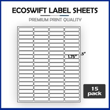 1200 1 3/4 x 1/2 EcoSwift Laser Address Shipping Adhesive Labels 80 per sheet