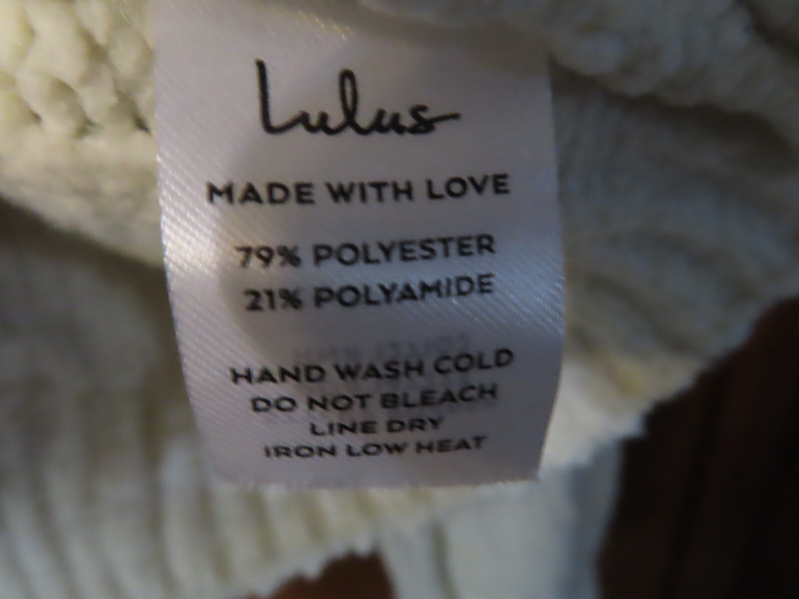 LuLu's Cable Knit Cream Poly Patchwork Look Long … - image 4