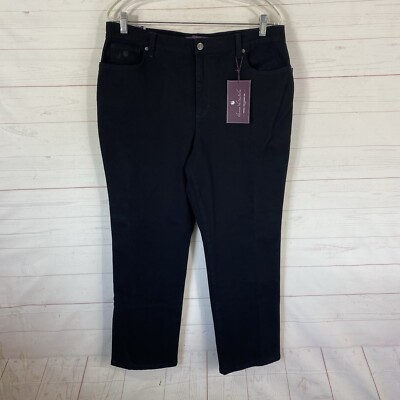 Gloria Vanderbilt Amanda Slimming Jean Sz 16P Black Stretch Tapered Leg 34x27.5