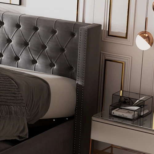 Upholstered Bed with Hydraulic Lever, Functional Bed from Storage 150 X 200 cm - Picture 5 of 22