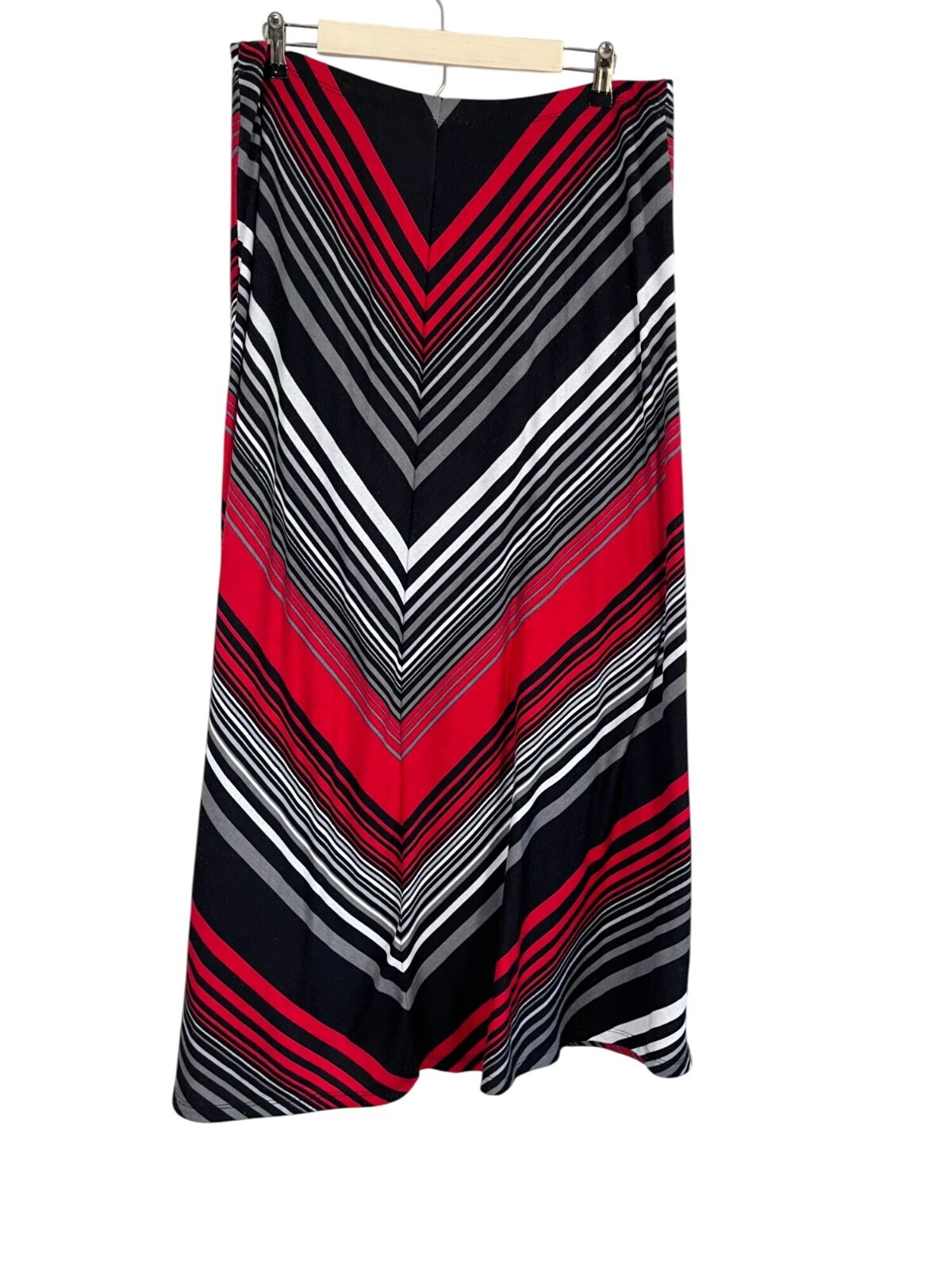 Cato Chevron Skirt Size 16 Red Maxi Knit Retro 80s Preppy Boho Western Chic