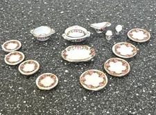 VINTAGE DOLLS HOUSE PINK ROSE DINNER SET  QUALITY PORCELAIN