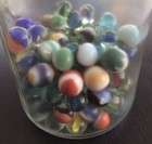 Old JAR of marbles assorted sizes and colours