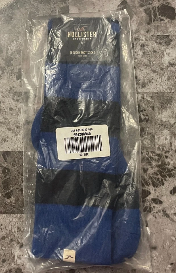 NUEVOS CALCETINES HOLLISTER O/S NAVY BLUE STRIPE VINTAGE RARE KNEE HIGH SLOUCHY BOOT SLOUCHY Foto 4 de 4