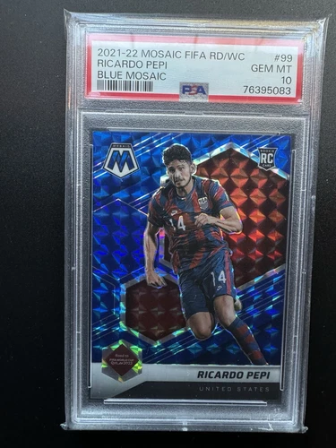 2021-22 Mosaic FIFA WC #99 Ricardo Pepi Rookie RC Blue Mosaic /99 PSA 10 POP 5