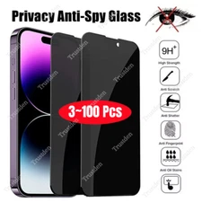 Privacy Screen Protector Tempered Glass Lot For iPhone 15 14 13 12 11 Pro X XR 8