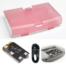 Game Boy Advance GBA USB-C Battery 1800 mAh 3.7 V w/ CLEAR PINK Battery Cover