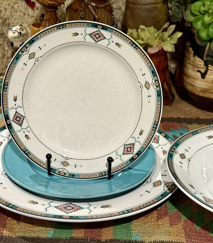 2 Studio Nova ADIRONDACK 12" CHOP Plates Aztec SOUTHWESTERN Chargers Boho EUC - Picture 10 of 10
