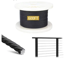 1/8" Black Deck Railing Cable T316 Stainless Steel Cable with 7x7 Strands 600FT