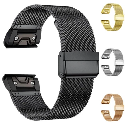 Quick Fit Mesh Loop Watch Band For Garmin Fenix 8 7X 6 Tactix 7 Epix Steel Strap