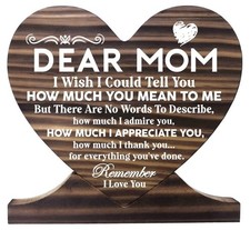Dear Mom Wood Sign - 'Remember I Love You' Heart Plaque, Unique Gift Idea for...