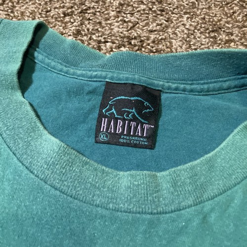 Vintage 90s Rainforest Habitat AOP T Shirt Wrap Around Green Single Stitch XL - Picture 6 of 9