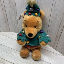 VTG Disney Winnie the Pooh Bear Holiday Plush in Christmas Tree Costume 14" EUC