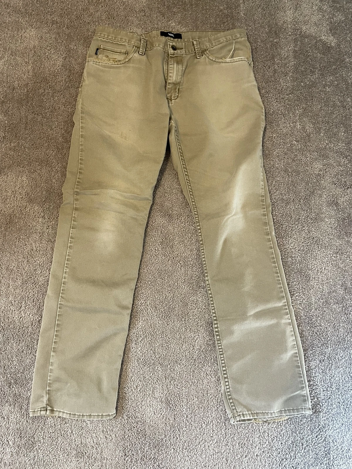 Pantalone Vans V56 standard uomo 33x32 kaki gamba dritta casual invecchiato indossato