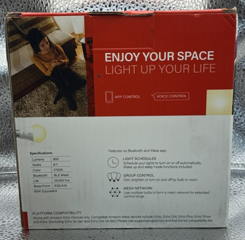 Sengled Alexa Light Bulb, Bluetooth Mesh Smart Light Bulbs, Smart Bulbs - Image 3 of 4