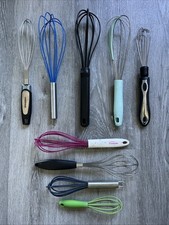 LOT OF 9 Stainless Steel & Silicone Coated Wire Whisk Hand Mixing Kitchen Tools