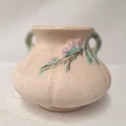 Vintage Weller Pottery Double Handle Vase Crackle Glaze Floral Art Pottery