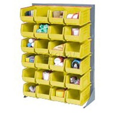 Louvered Bin Rack With (58) Yellow Stacking Bins 35"W x 15"D x 50"H