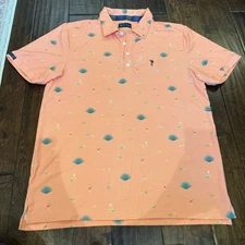 William Murray Golf Tequila Agave Print Orange Polo Shirt Size Medium