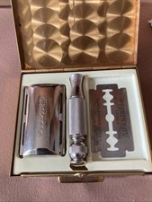 1960's Gillette Safety Razor with Mother of Pearl Compact, Original Box