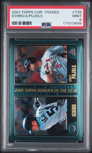 141403874 Ichiro Suzuki Albert Pujols 2001 Topps Traded Chrome #T99 RC PSA 9