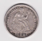 1887 United States Seated Liberty Silver Dime - XF AU  Choice High Grade -