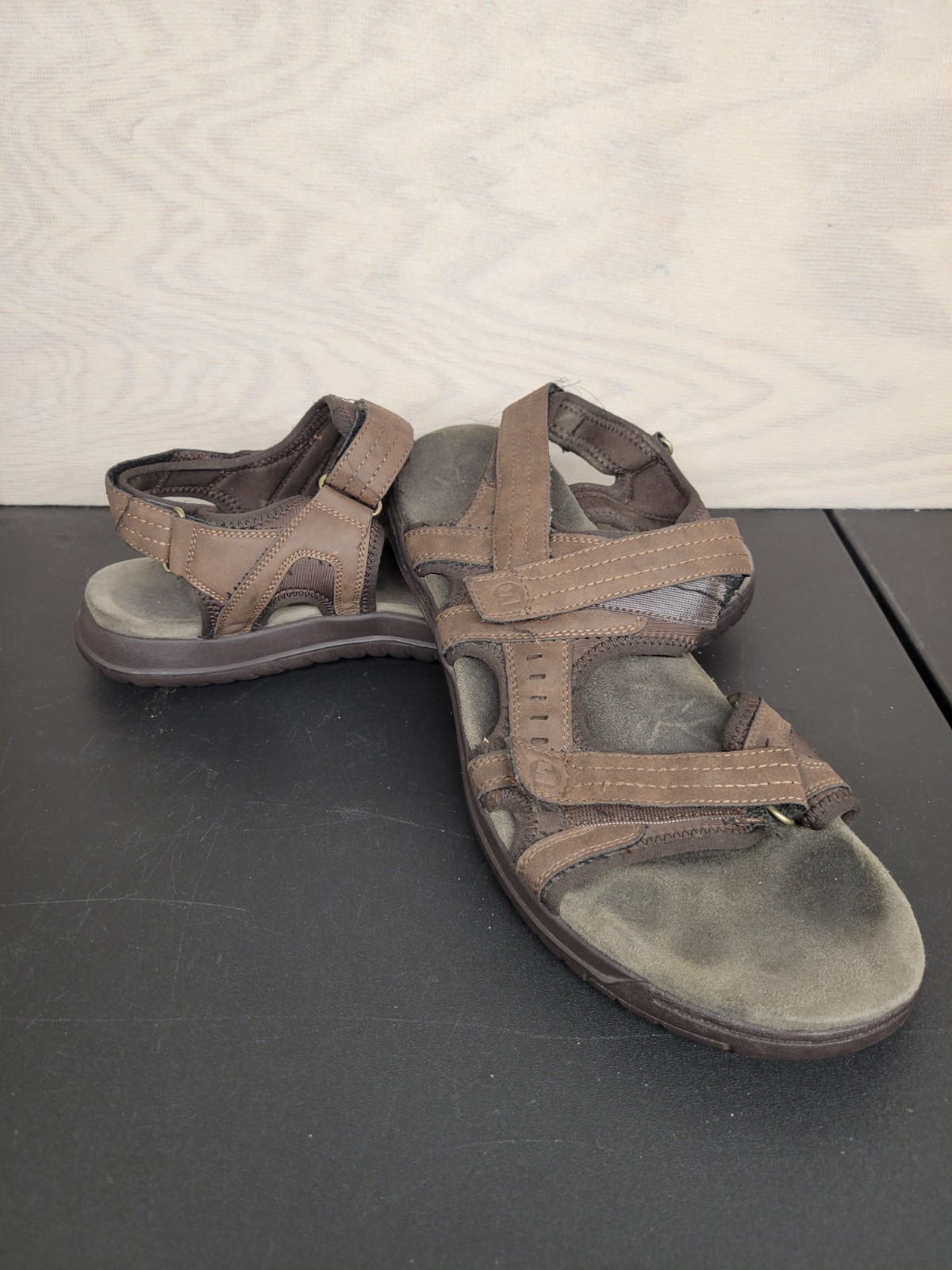 Merrell sandali uomo taglia 14 marroni cinturino brindle escursionismo outdoor abbigliamento hippie