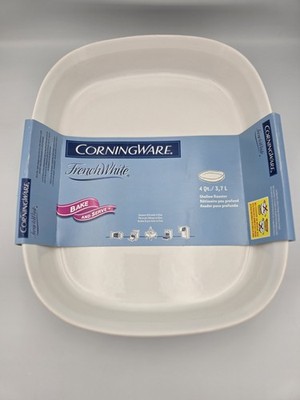 New CorningWare French White 4 Quart Shallow Roaster Stoneware 12'' X 14.25'' X 2''