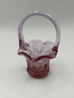 Fenton Art Glass PInk Rose Diamond Lace Miniature 4.5" Basket