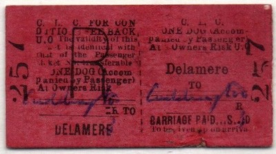Cheshire Lines (CLC) Eisenbahnticket Delamere U.O nach Cuddington - Hund