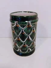 Hand Painted Talavera  Mexican Art Pottery Vase Or Crock 