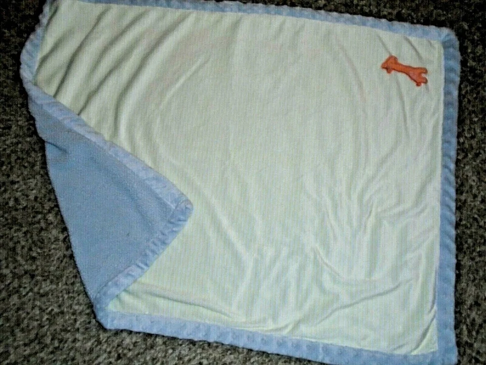 7P Carter's Yellow Striped Velour GIRAFFE Gray Plush Sherpa Crib Baby Blanket - Image 4 of 4