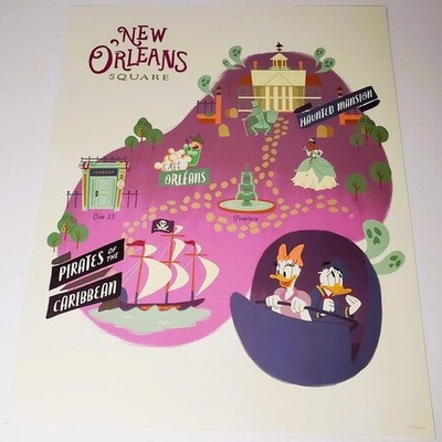 New Orleans Square Map Poster Disneyland Authentic Disney 11x14 Haunted Mansion