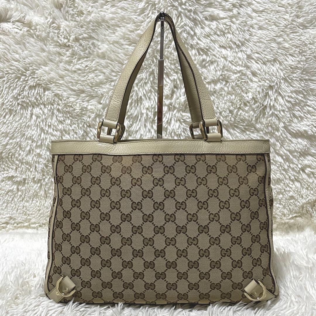 Gucci Abbey Tote Bag Brown Canvas Leather Authentic thumbnail 3