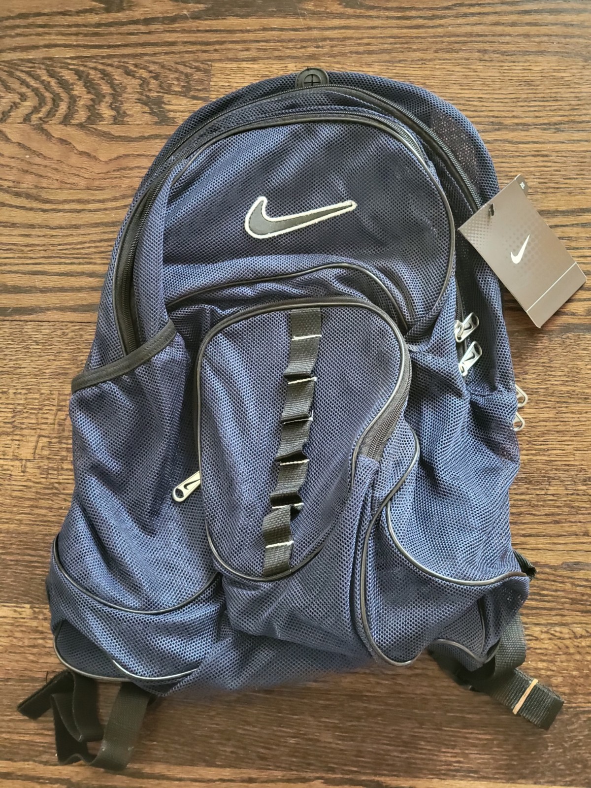 Vintage Nike Mesh Netted Blue Sports Concert Festival See Through Backpack - NEW